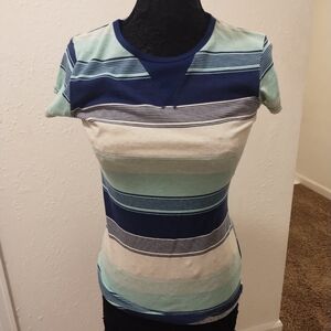 Poof! Multicolor Striped Short Sleeve Tee